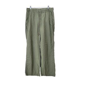 Soho New York & Company Street Olive Green Drawstring Wide Leg Pants - Women's L